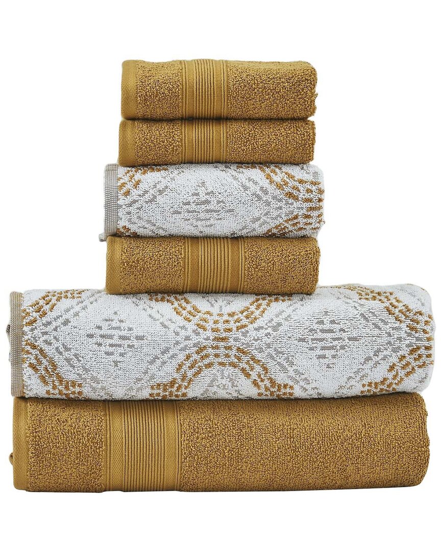 Modern Threads 6pc Yarn Dyed Jacquard Towel Set In Gold