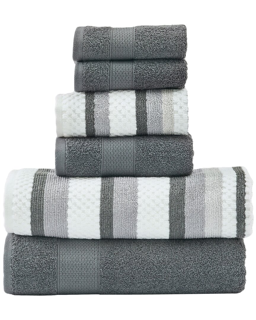 Modern Threads 6pc Yarn Dyed Jacquard Towel Set In Black