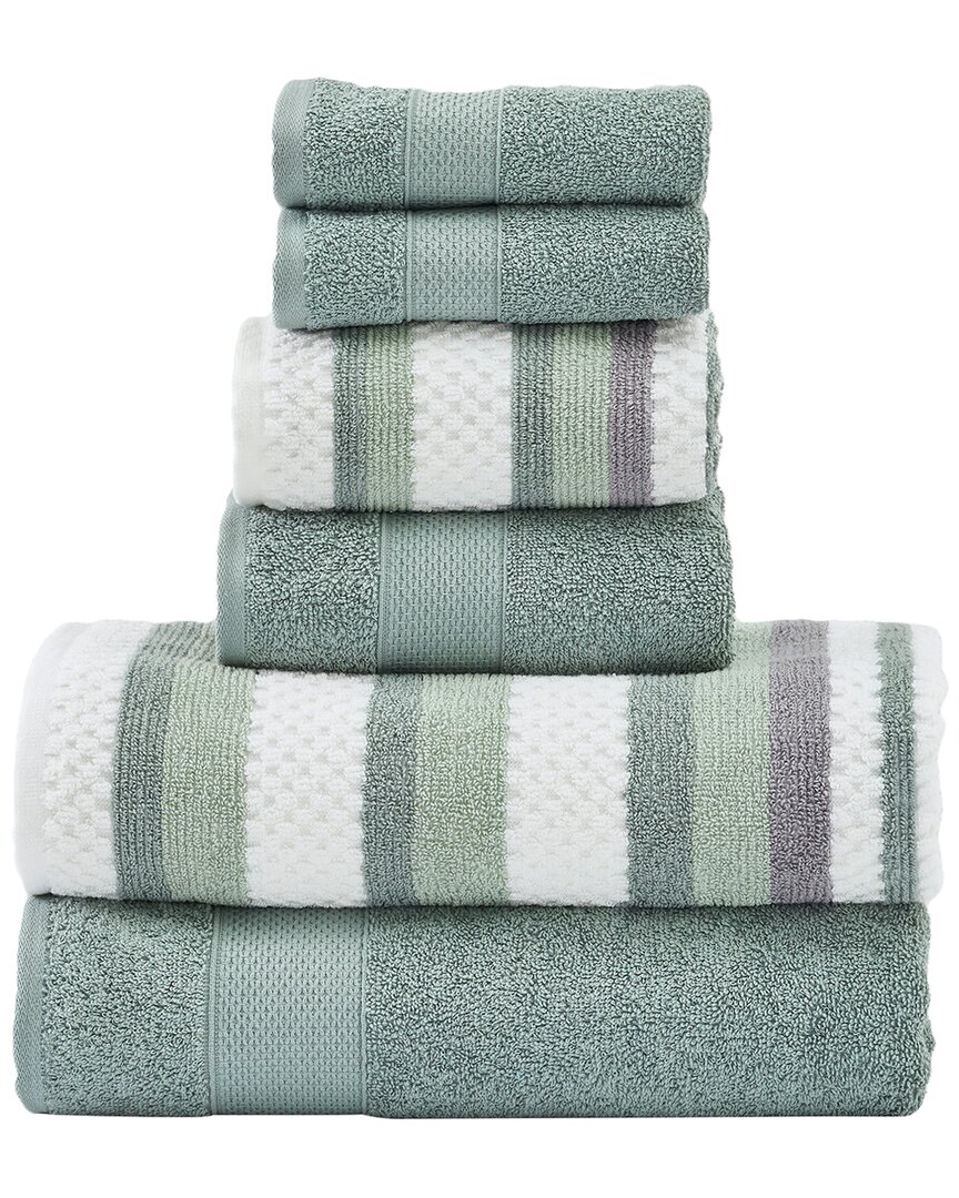 Modern Threads 6pc Yarn Dyed Jacquard Towel Set In Green