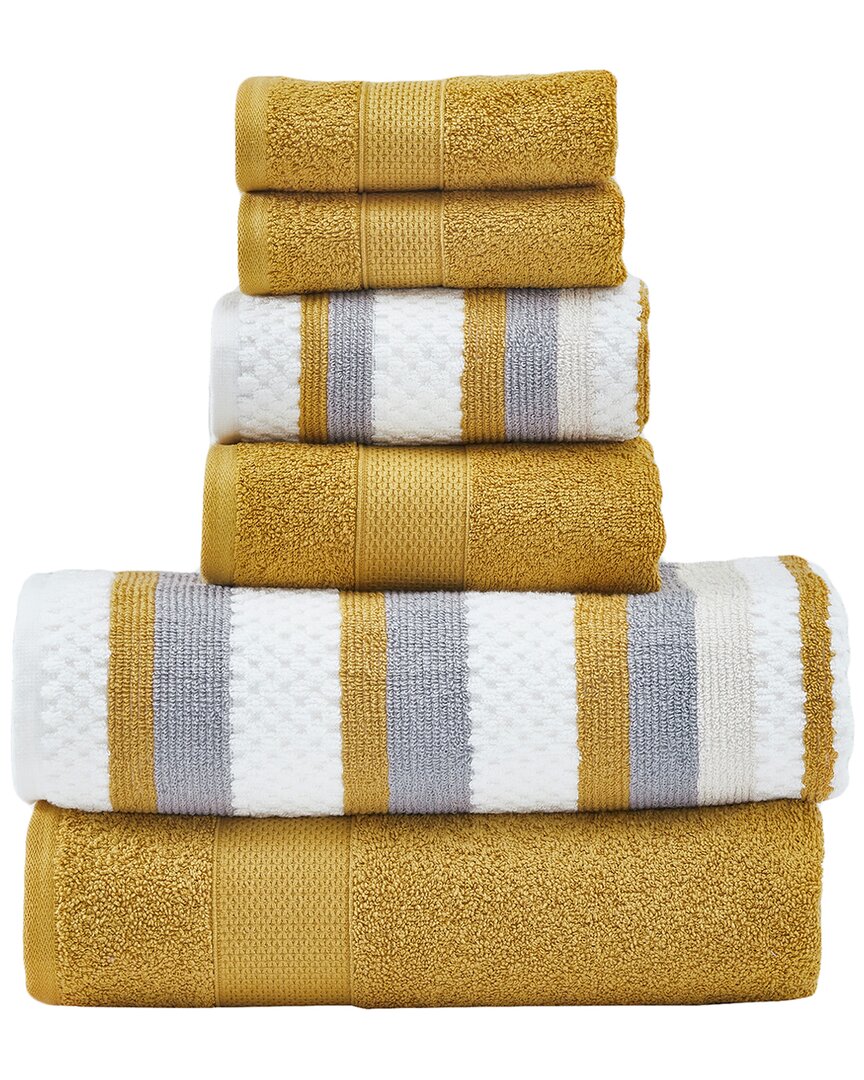 Modern Threads 6pc Yarn Dyed Jacquard Towel Set In Yellow