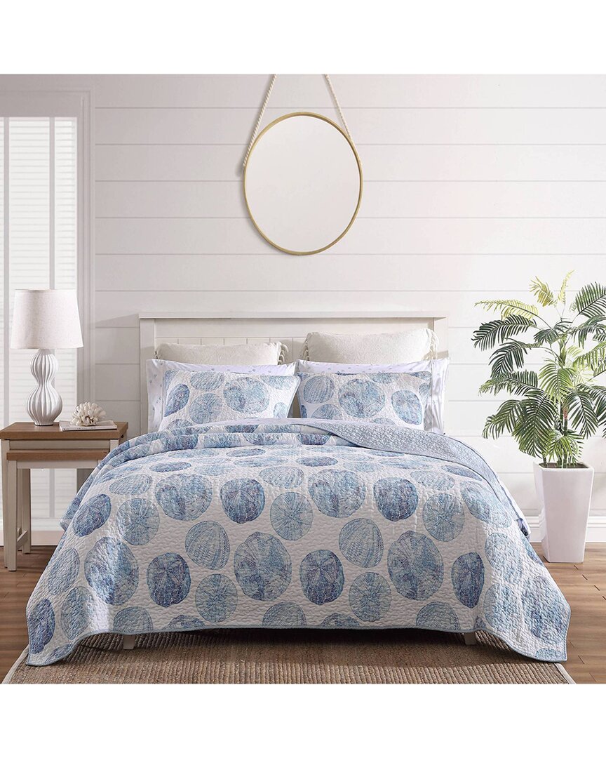 Tommy Bahama Ocean Isle Of Cotton Reversible Quilt Set In Blue