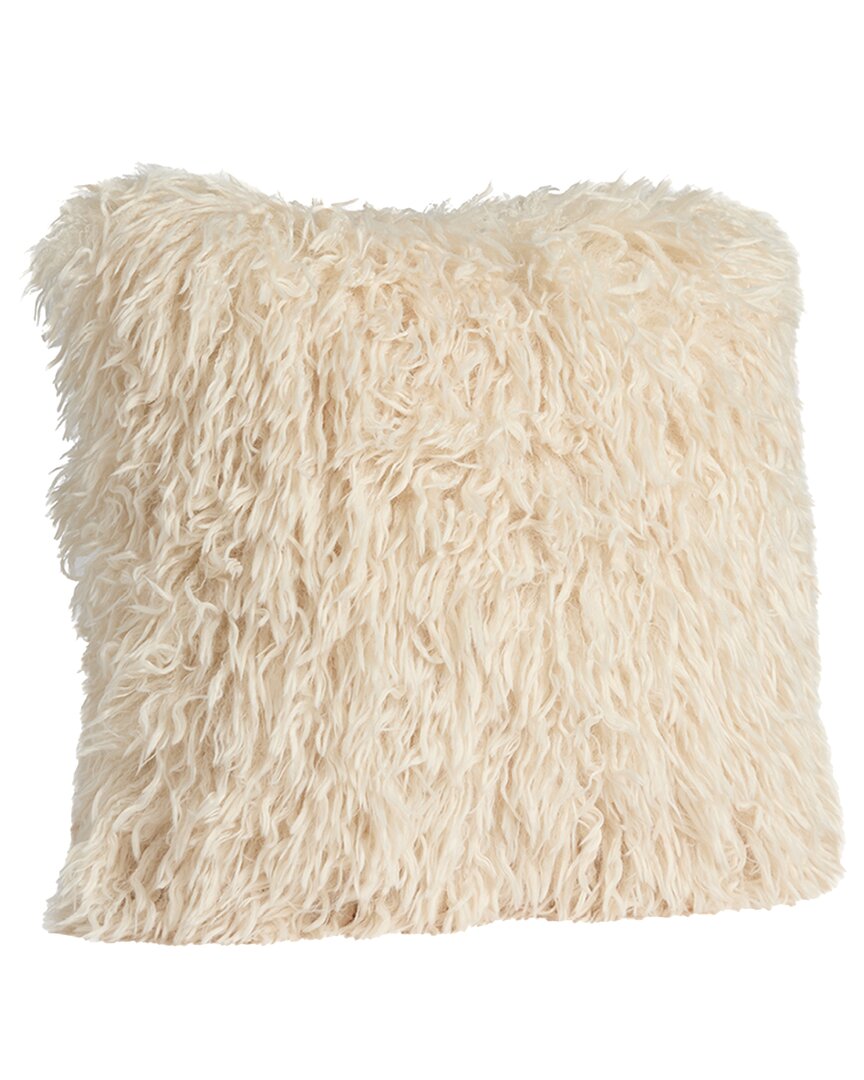 Donna Salyers Fabulous-furs Signature Series Cream Mongolian Pillow - Off Whit In Neutral