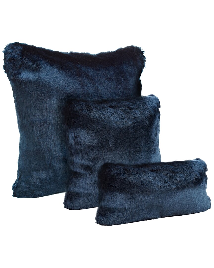 Donna Salyers Fabulous-furs Couture Collection Steel Blue Mink Pillow - Blue In Blue