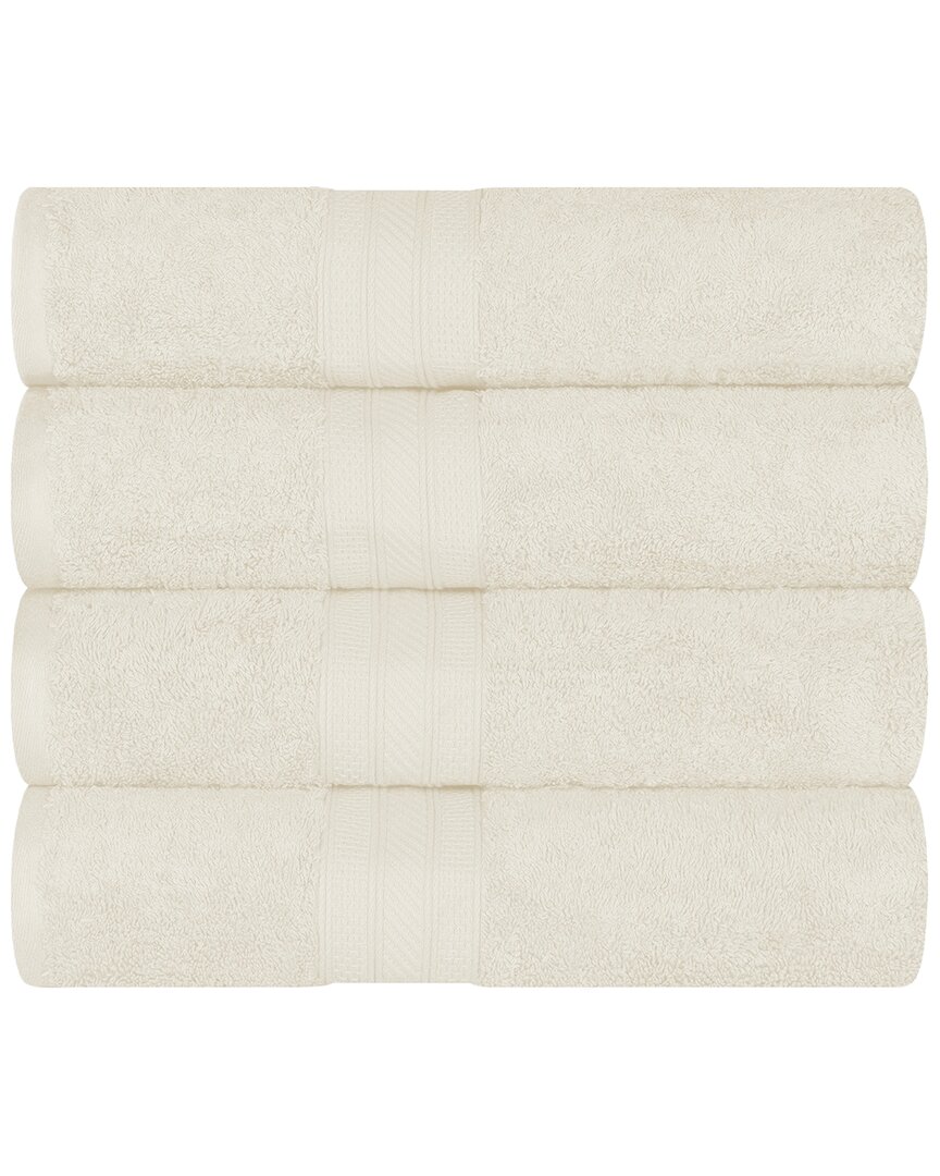 Superior Cotton Solid Highly-absorbent 4pc Luxury Bath Towel Set In Ivory