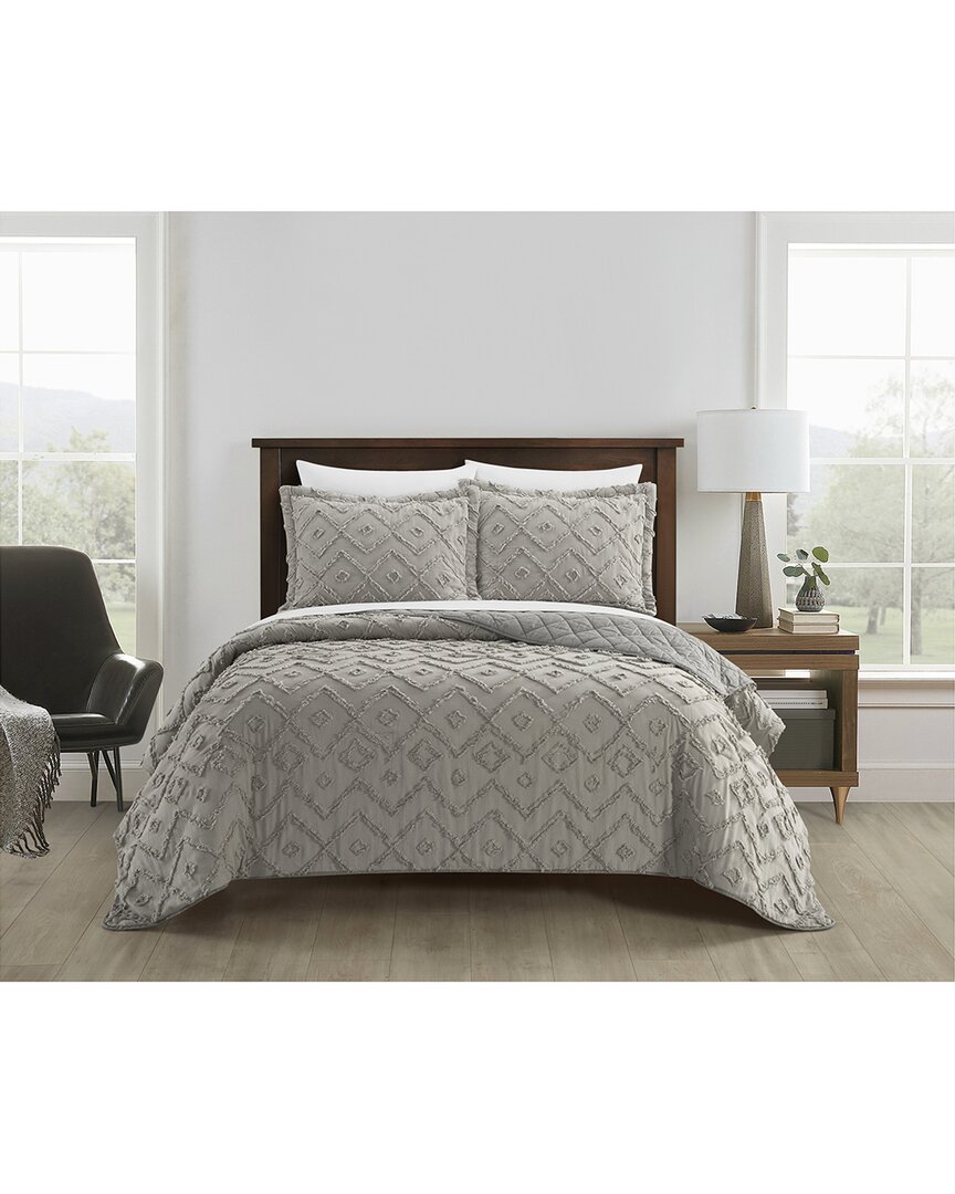 New York And Company Cody 3pc Quilt Set In Grey