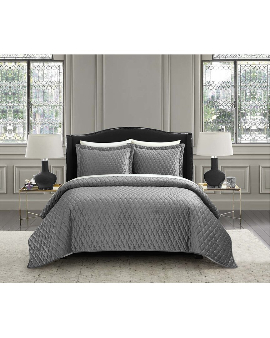 Shop New York And Company New York & Company Wafa Bed In A Bag Quilt Set In Grey