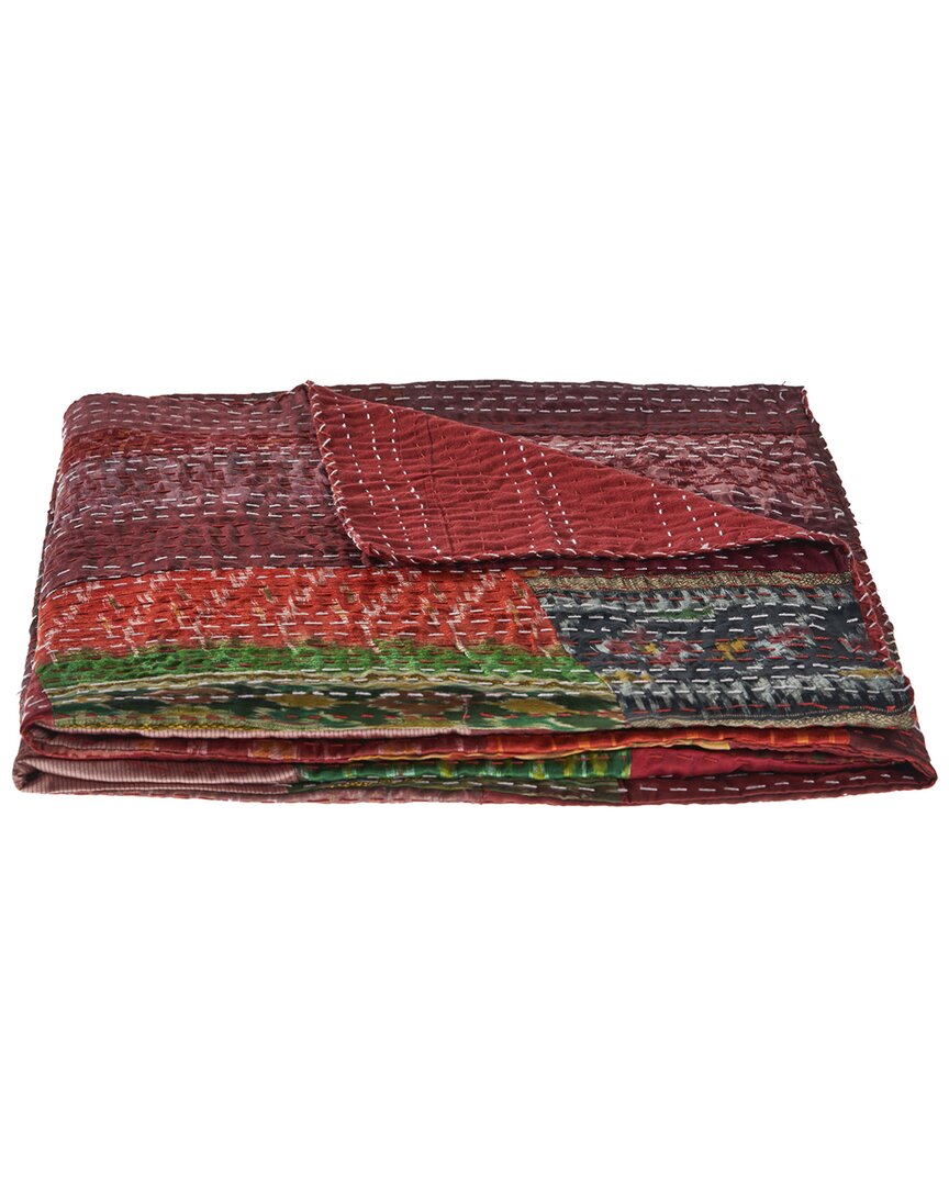 Lr Home Hippie Maroon Kantha Throw Blanket