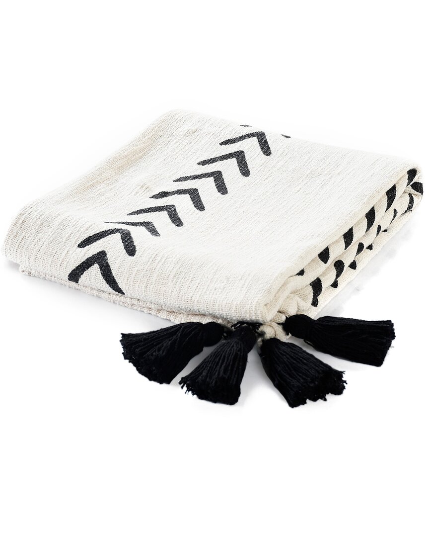 Lr Home Modern Boho Basic Chevron Cotton Throw Blanket In Black