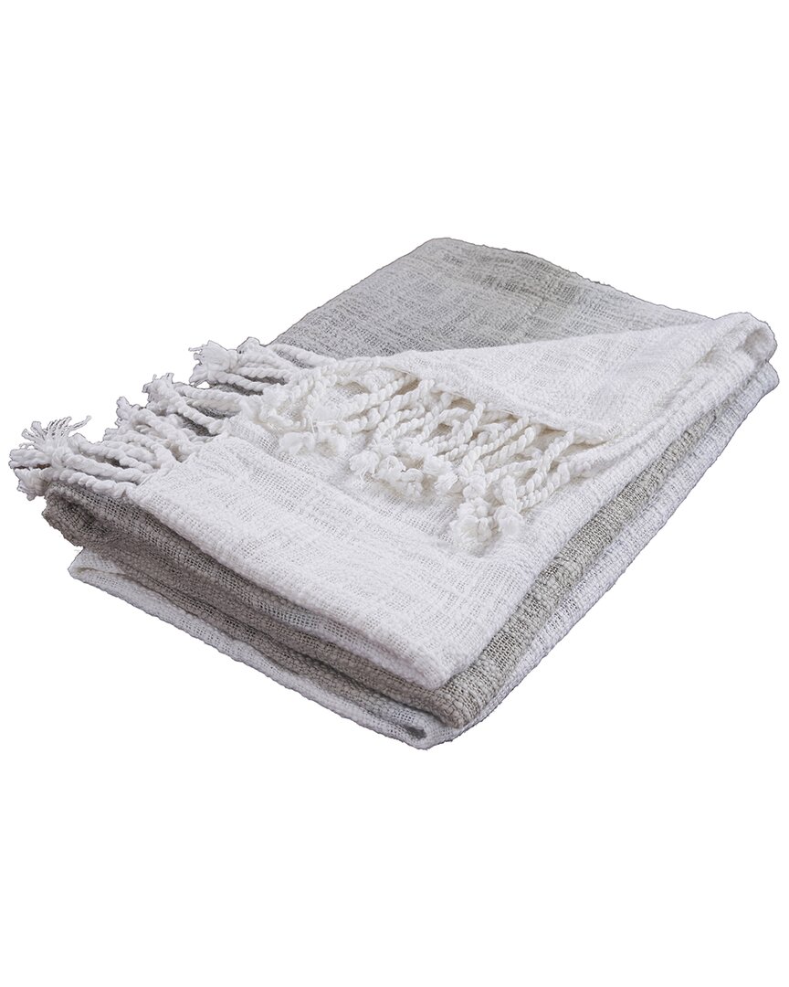 Lr Home Soft Gray Shibori Slab Throw Blanket With Fringe