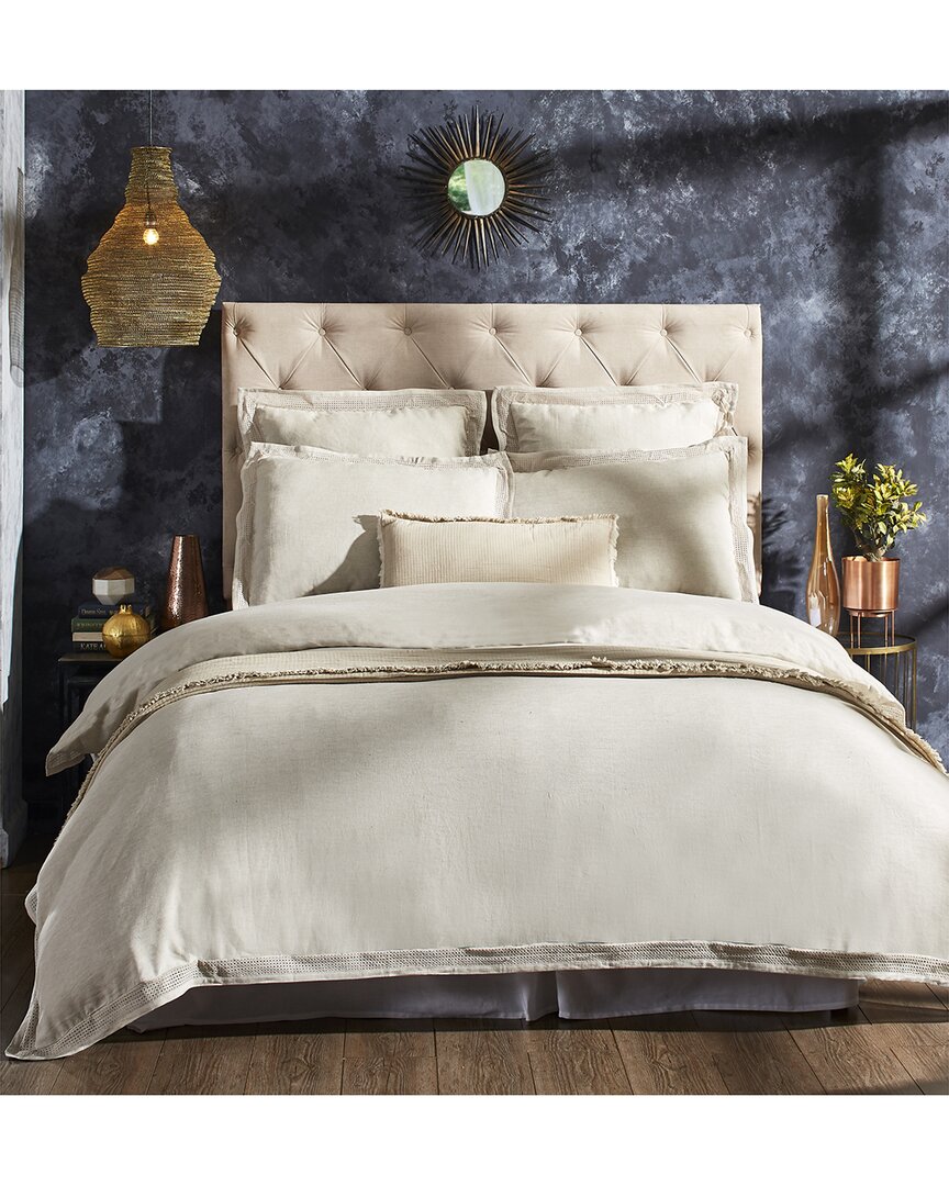 Orchids Lux Home Sienna European Linen Lace Duvet Cover In Neutral