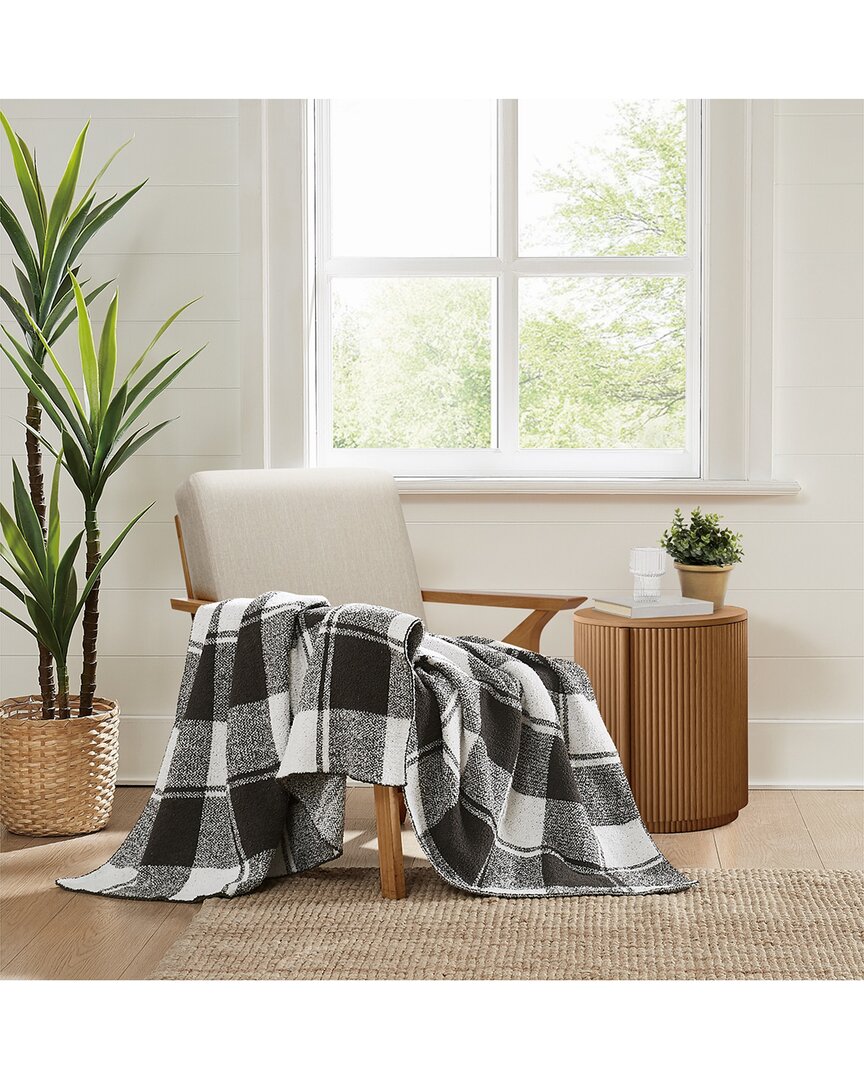 Brooklyn Loom Dusted Plaid Black Throw