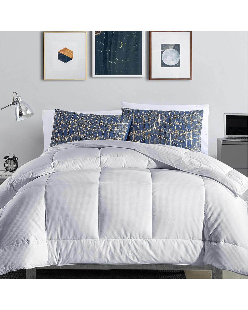 Unikome All Season Classic Grid Quilted Down Alternative Comforter In White