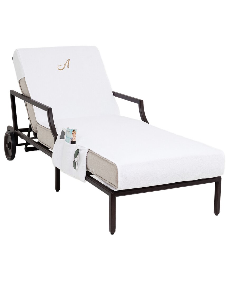 Shop Linum Home Textiles Chaise Lounge Cover-(monogram A-z) In White