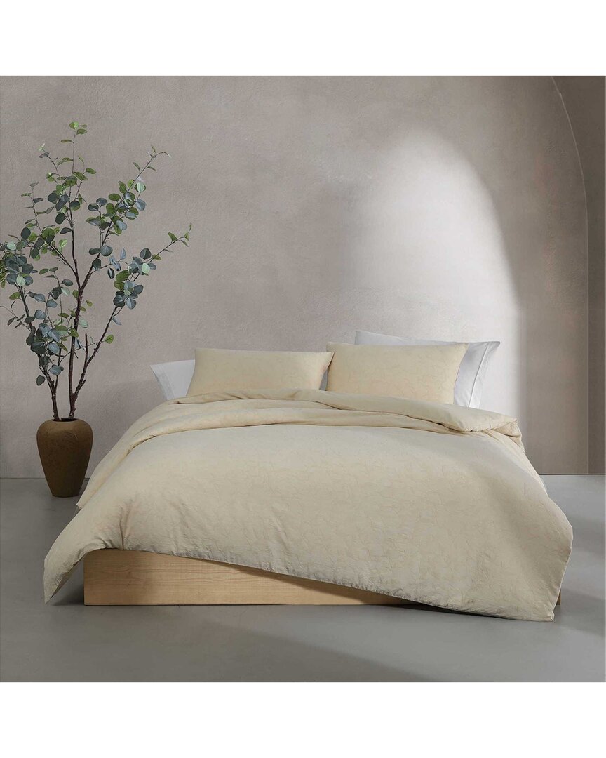 Calvin Klein Branching Leaves Cotton Duvet Cover Set In Beige