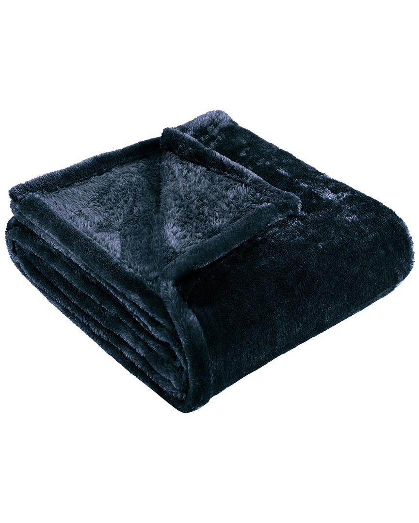 Superior Ultra-plush Fleece Throw Or Couch Wrinkle Resistant Blanket In Navy Blue