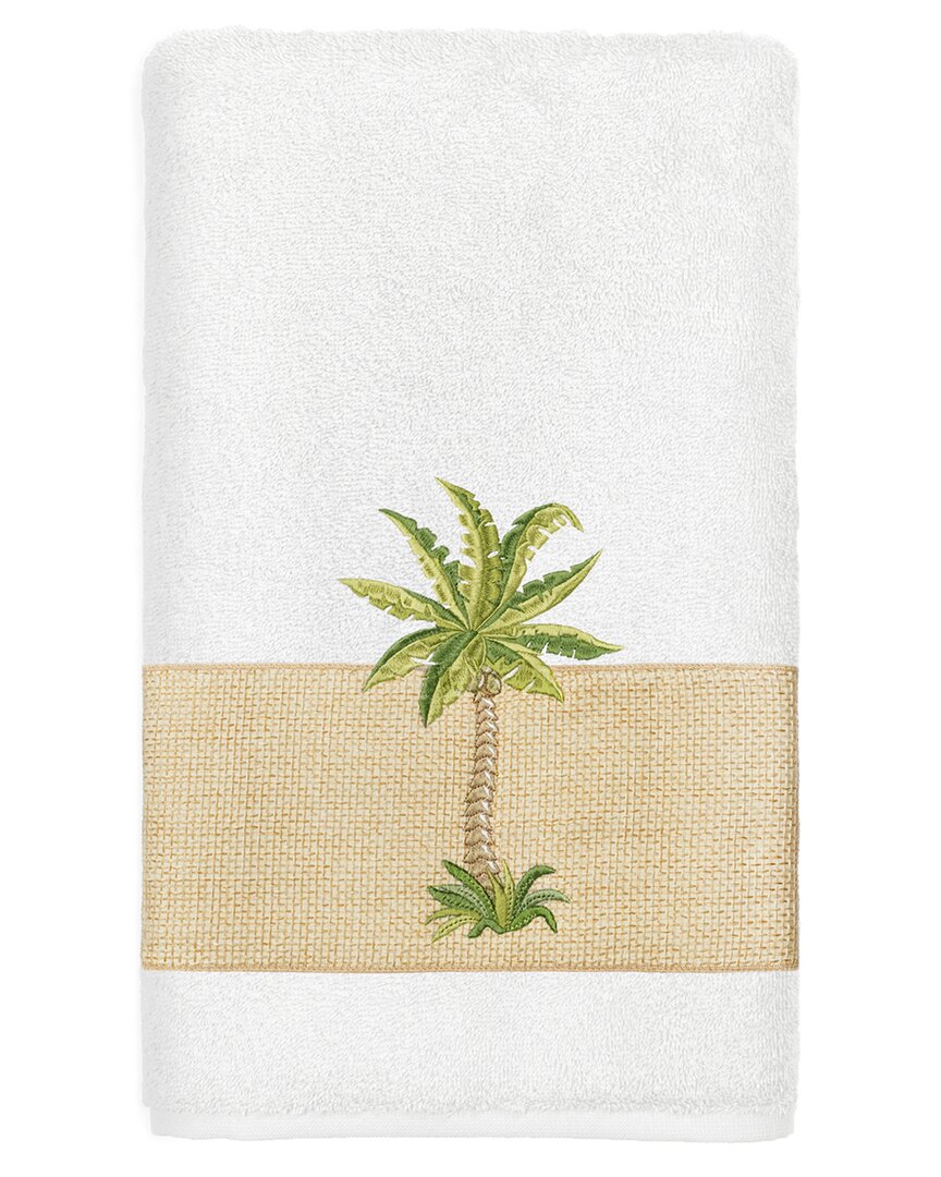 Linum Home Textiles Turkish Cotton Colton Embellished Bath Towel In White