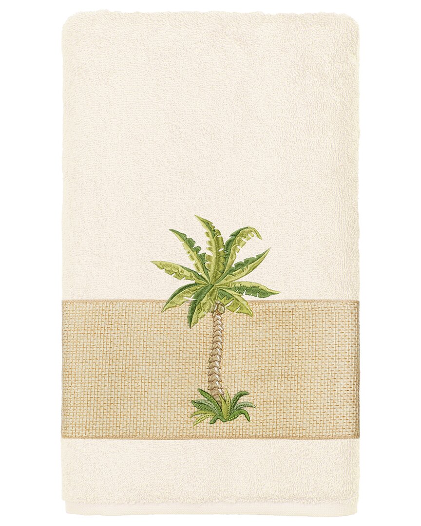 Linum Home Textiles Turkish Cotton Colton Embellished Bath Towel In Cream