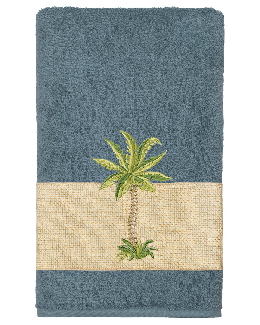 Linum Home Textiles Turkish Cotton Colton Embellished Bath Towel In Teal