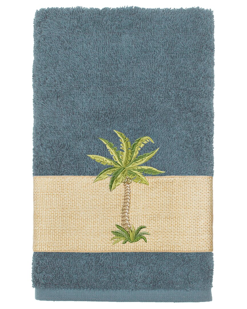 Linum Home Textiles Turkish Cotton Colton Embellished Hand Towel In Teal