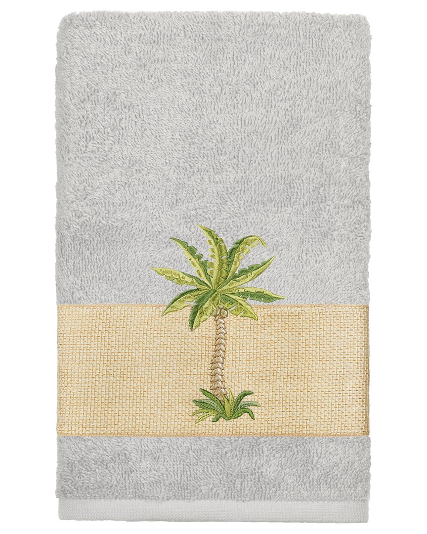 Linum Home Textiles Turkish Cotton Colton Embellished Hand Towel In Grey