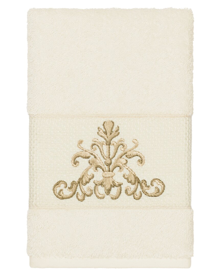 Linum Home Textiles Turkish Cotton Scarlet Embellished Hand Towel In Cream