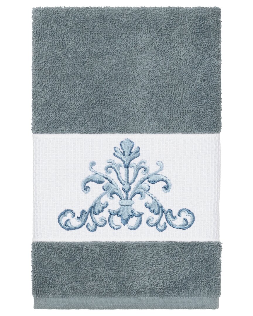 Linum Home Textiles Turkish Cotton Scarlet Embellished Hand Towel In Teal