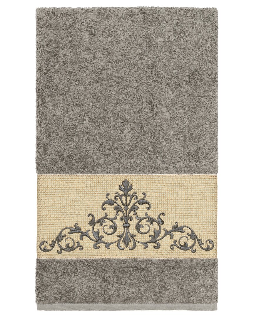 Linum Home Textiles Turkish Cotton Scarlet Embellished Bath Towel In Grey