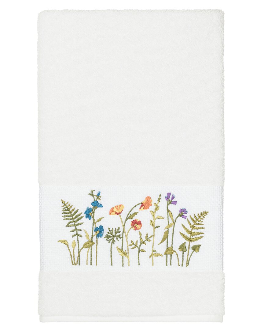 Linum Home Textiles Turkish Cotton Serenity Embellished Bath Towel In White