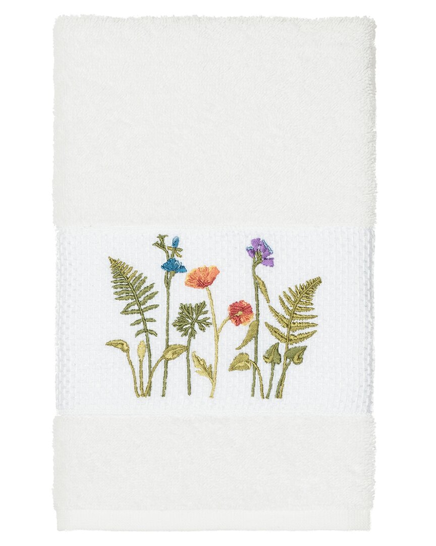 Linum Home Textiles Turkish Cotton Serenity Embellished Hand Towel In White
