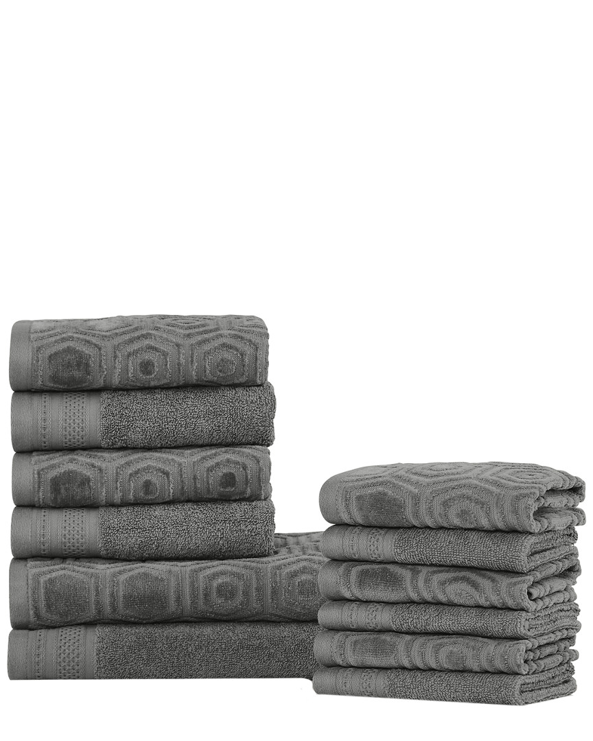 Superior Jacquard And Solid Absorbent 12pc Combed Cotton Towel Set