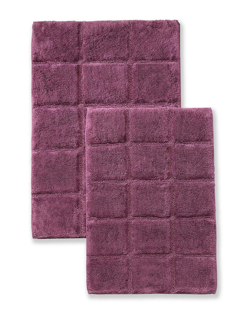 Superior Solid 2pc Checkered Non-slip Bath Rug Set
