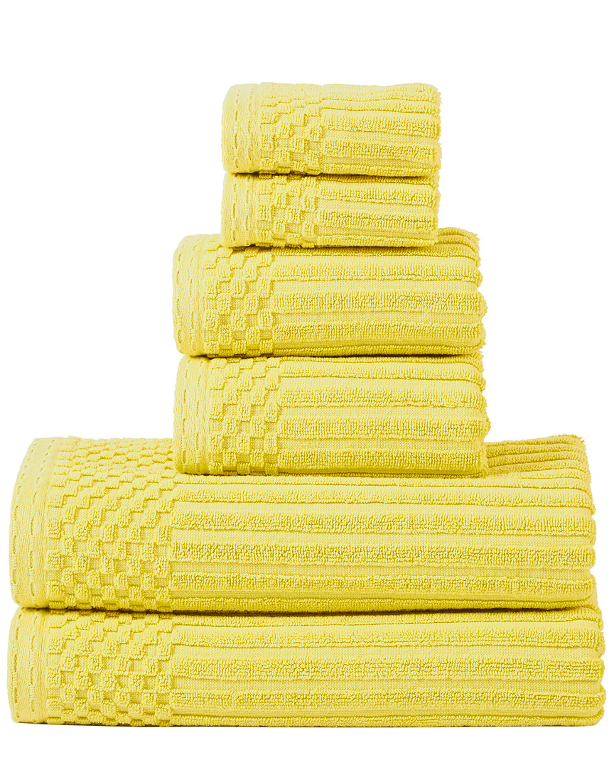 Superior Highly Absorbent 6pc Solid And Checkered Border Towel Set