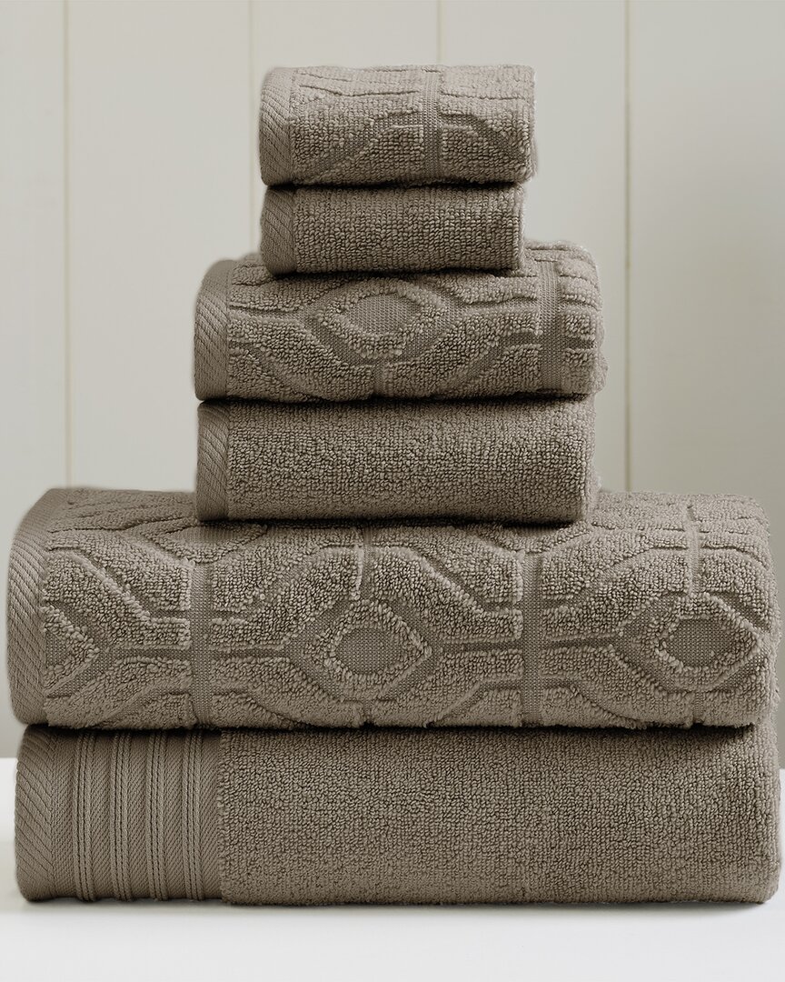 Modern Threads 6-piece Yarn Dyed Diamond Gate Jacquard Towel Set