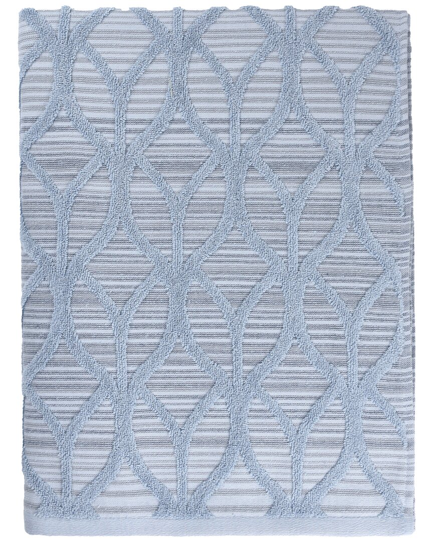 Linum Home Textiles Turkish Cotton Alev Jacquard Bath Towel In Blue