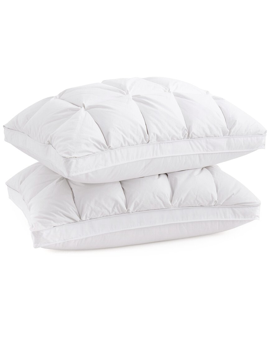 Unikome 400 Thread Count 2 Pack Gusseted Down Bed Pillows With Pinch Pleat Design