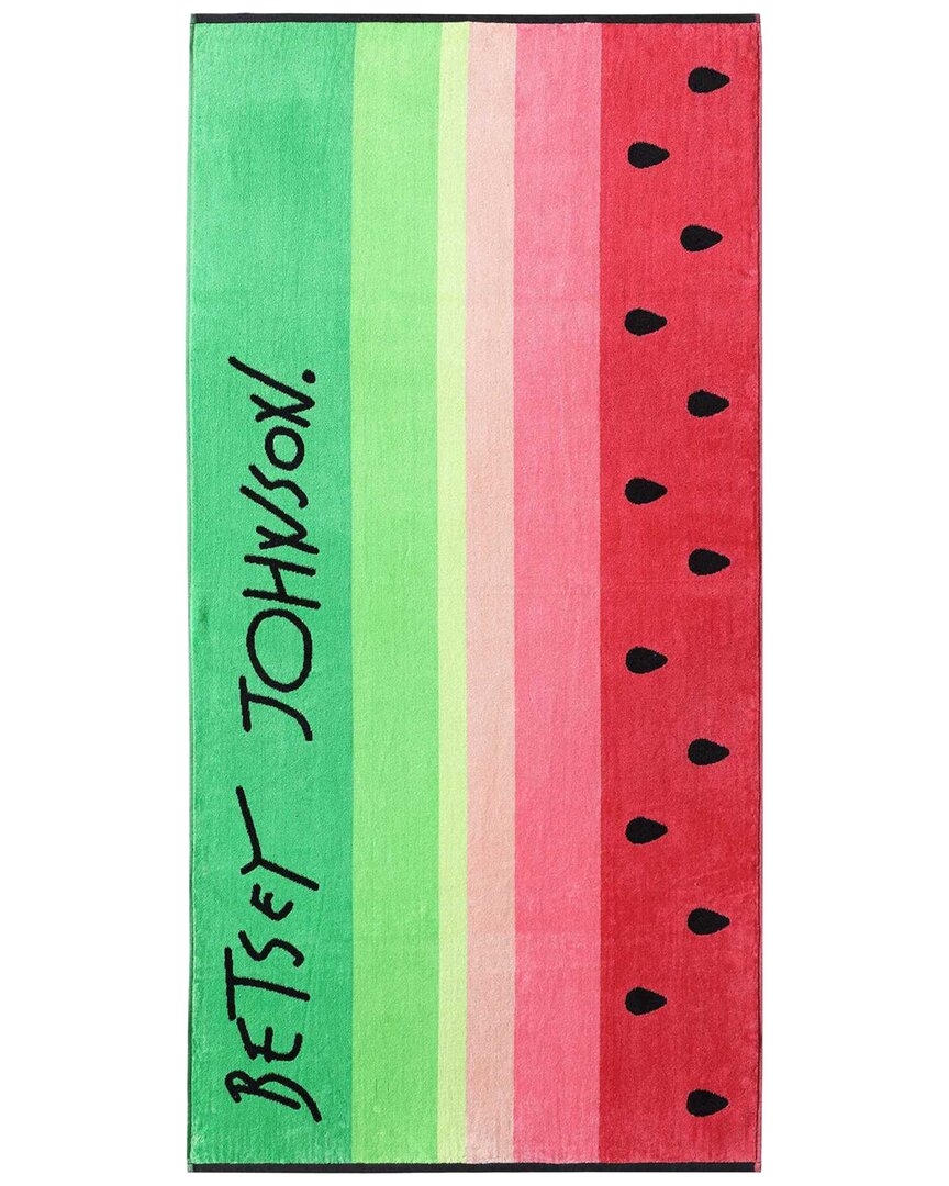 Betsey Johnson Watermelon Stripe Cotton Blend Beach Towel In Multi