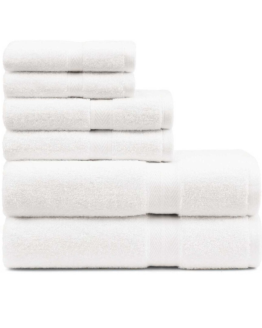 Tommy Hilfiger 200 Thread Count Modern American Solid Carded Cotton Z-twist 6pc Towel Set In White