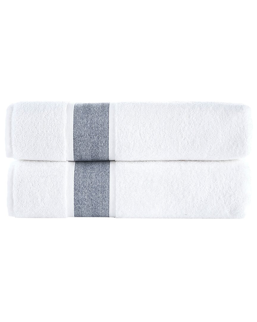 Brooks Brothers Ottoman Rolls 2pc Bath Sheets In Navy