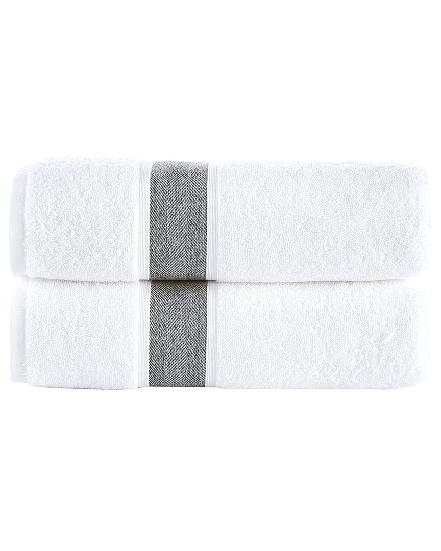 Brooks Brothers Ottoman Rolls 2pc Bath Towels In Silver
