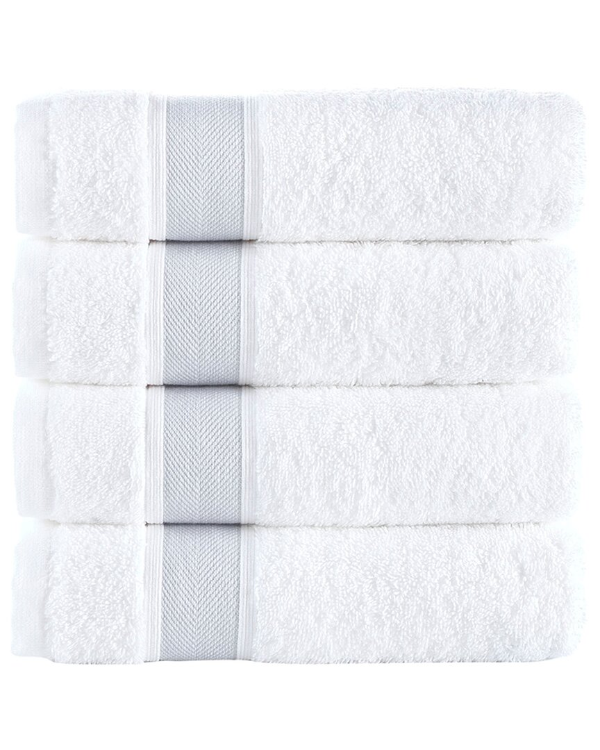 Brooks Brothers Ottoman Rolls 4pc Hand Towels In Silver