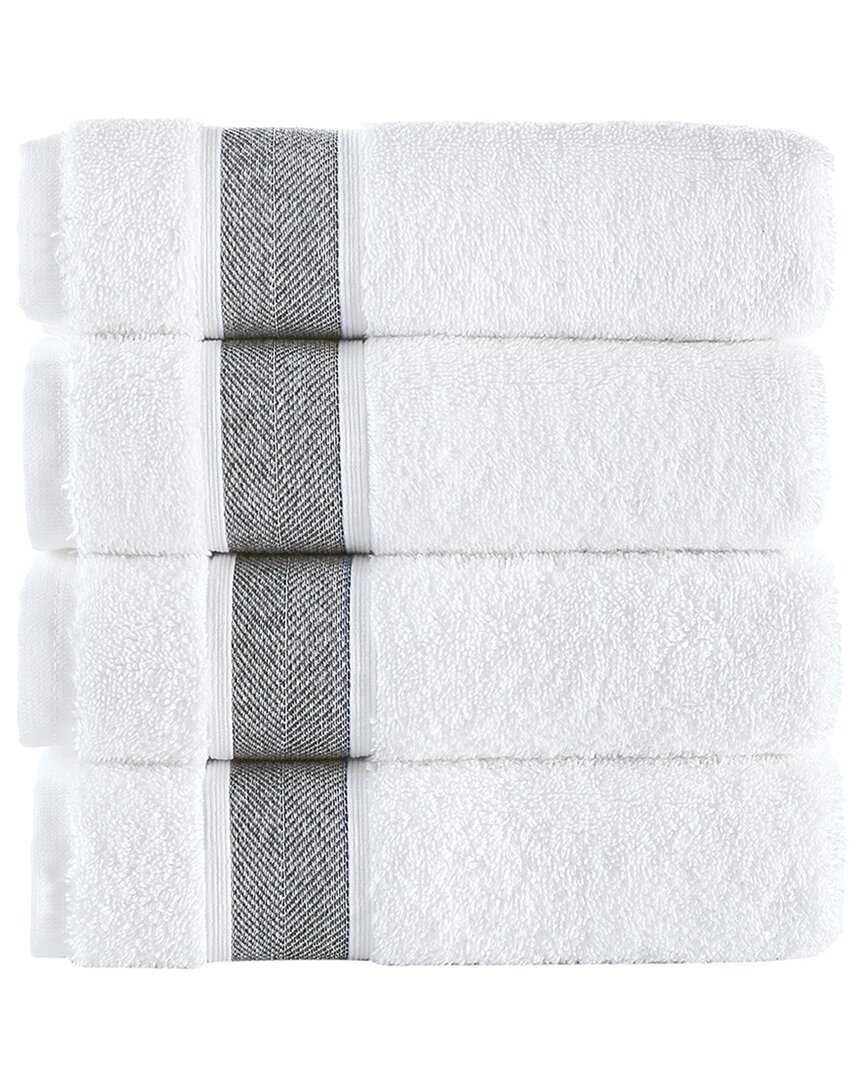 Brooks Brothers Ottoman Rolls 4pc Hand Towels In Silver