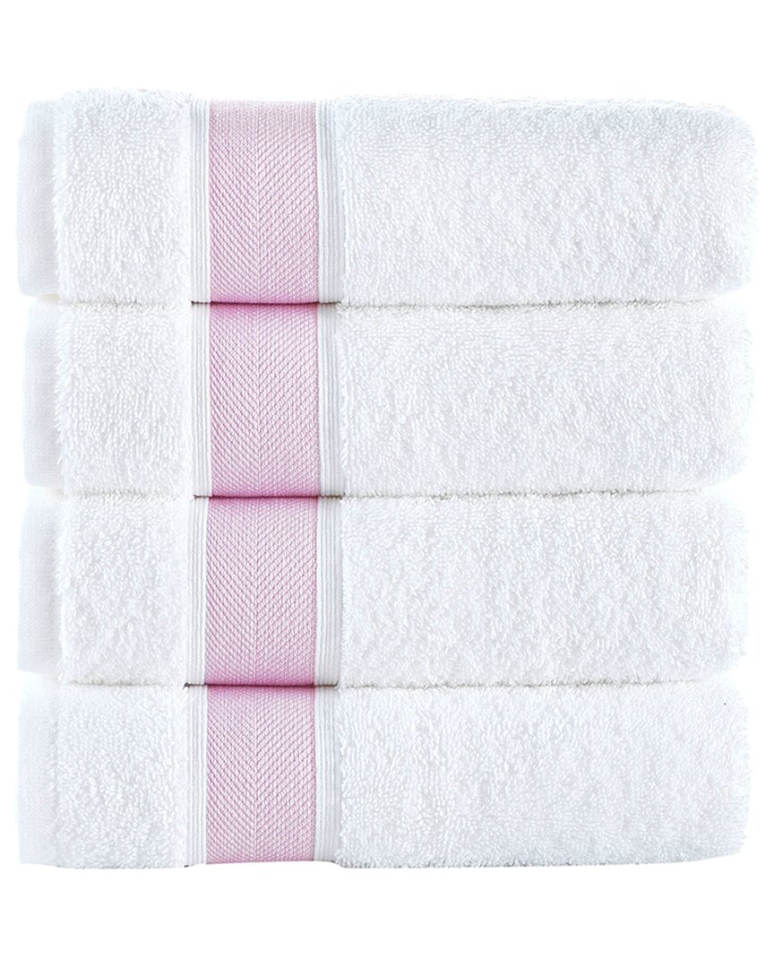 Brooks Brothers Ottoman Rolls 4pc Hand Towels In Pink