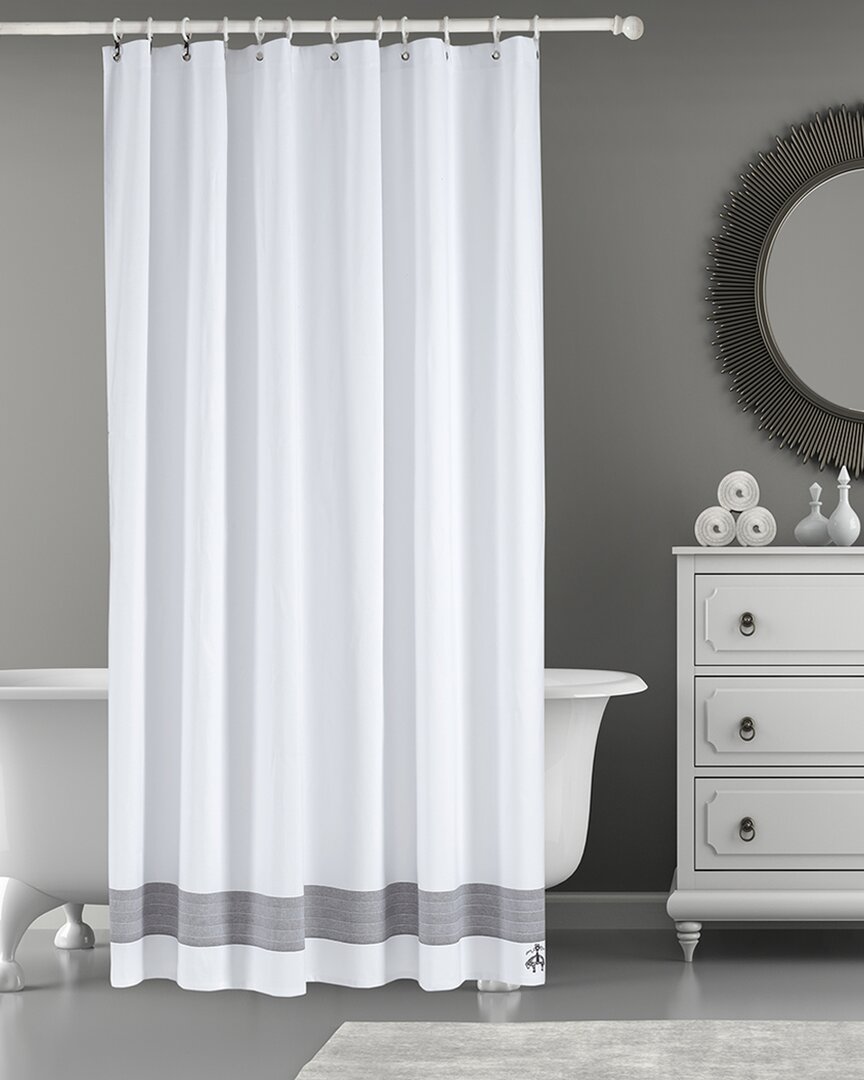 Brooks Brothers Herringbone Shower Curtain In White