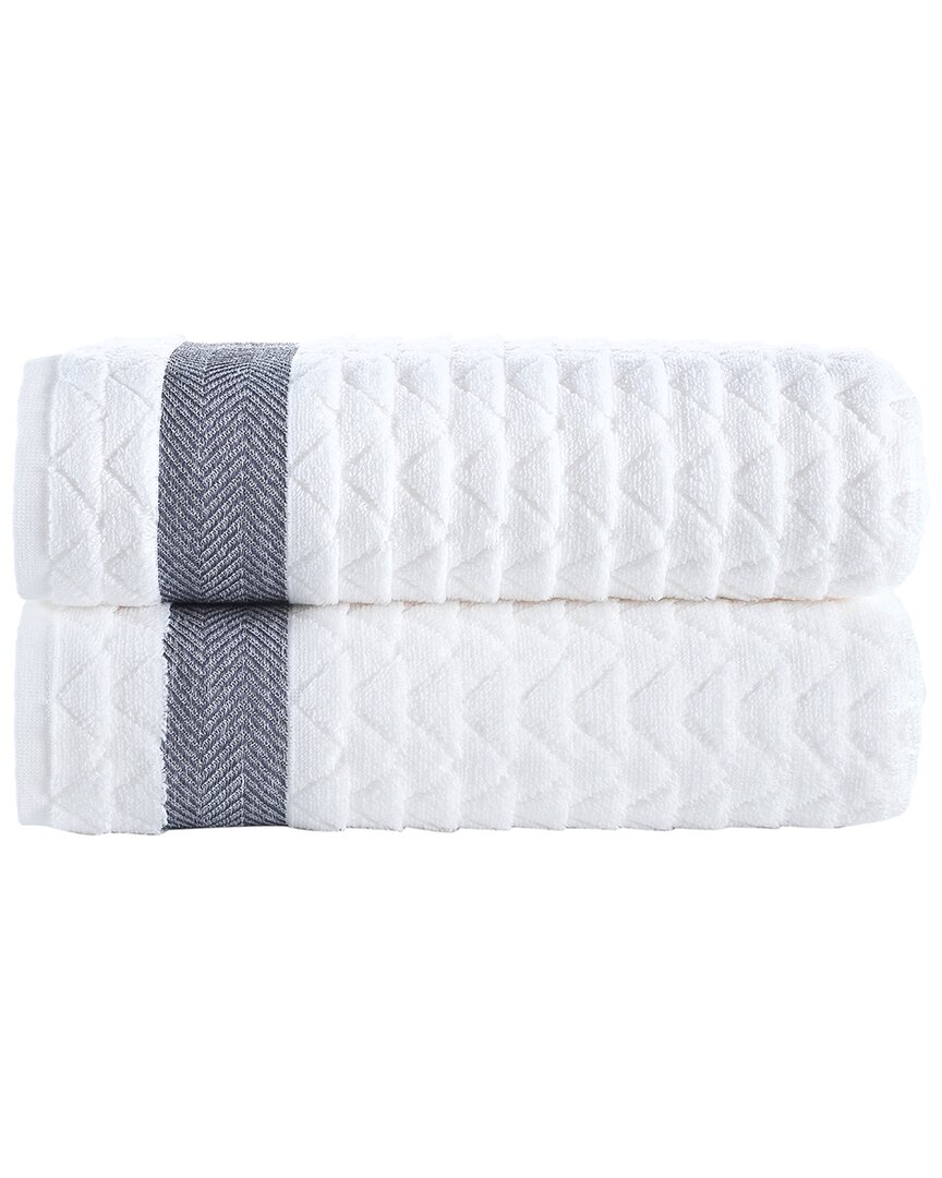 Brooks Brothers Herringbone 2pc Bath Towels In White