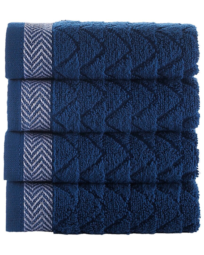Brooks Brothers Herringbone 4pc Wash Towels In Blue