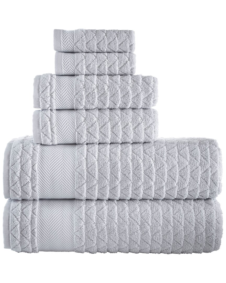 Brooks Brothers Herringbone 6-piece Towel Set In Silver