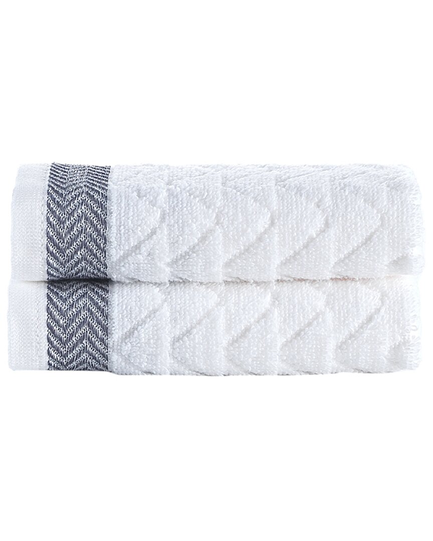 Brooks Brothers Herringbone 2pc Wash Towels In White