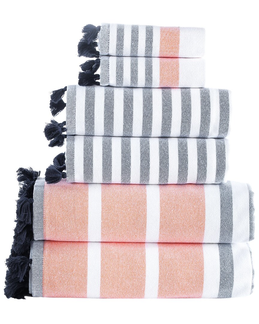 Brooks Brothers Turkish Pesthemal 6 Pcs Towel Set In Orange