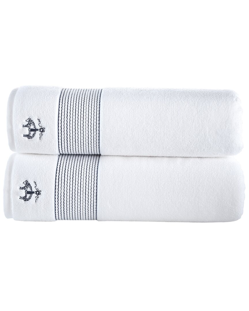 Brooks Brothers Rope Stripe Border 2pc Bath Sheets In Navy