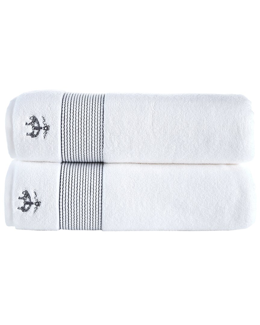 Brooks Brothers Rope Stripe Border 2pc Bath Sheets In Silver